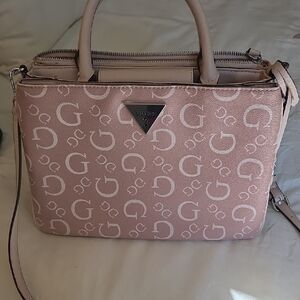 GUESS Blush Pink Logo Satchel with Detachable Strap